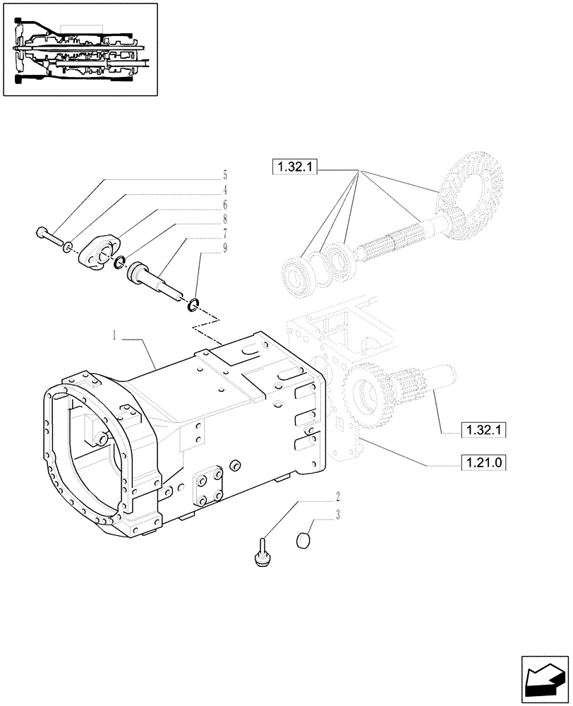 Схема запчастей Case IH JX1080U - (1.21.0/02) - (VAR.271-272-274-276-296) (HI-LO) AND SYNCHRONIZED REVERSING GEAR - 30-40 KM/H - CLUTCH BOX (03) - TRANSMISSION