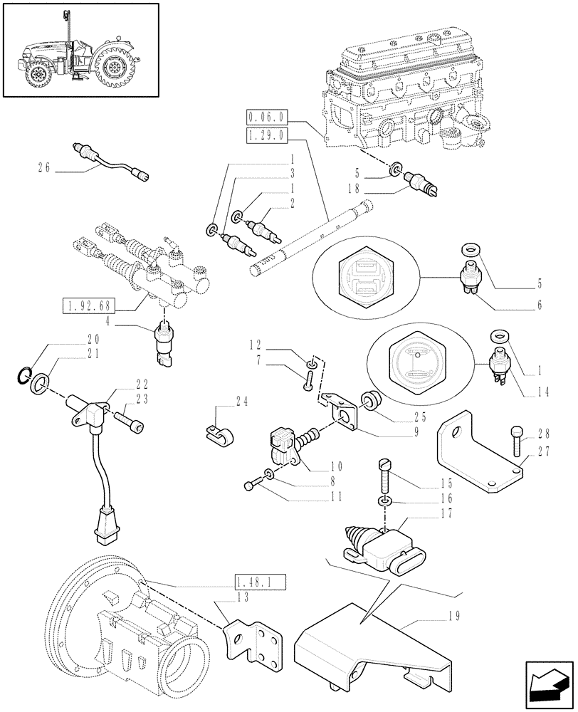 Схема запчастей Case IH JX1075N - (1.75.0) - ELECTRIC CONTROLS (06) - ELECTRICAL SYSTEMS