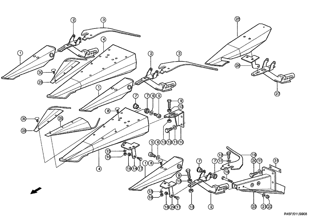 Схема запчастей Case IH RU450 - (0011) - POINT, MIDDLE (58) - ATTACHMENTS/HEADERS