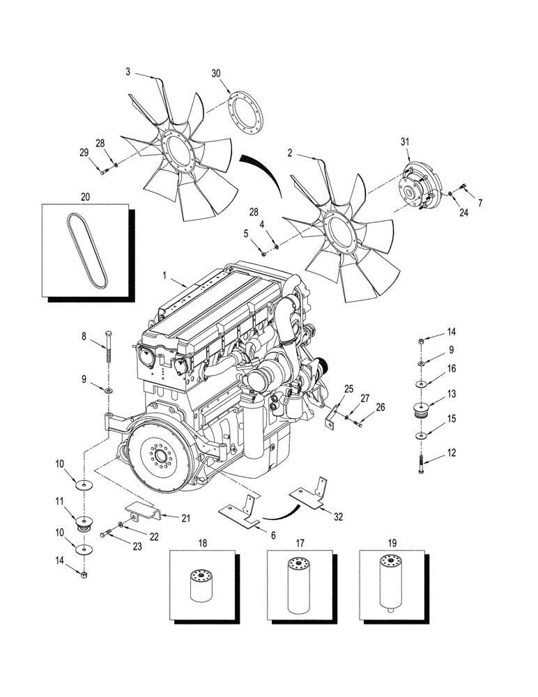 Схема запчастей Case IH STX500 - (02-10) - ENGINE - MOUNTING AND ATTACHING PARTS (02) - ENGINE