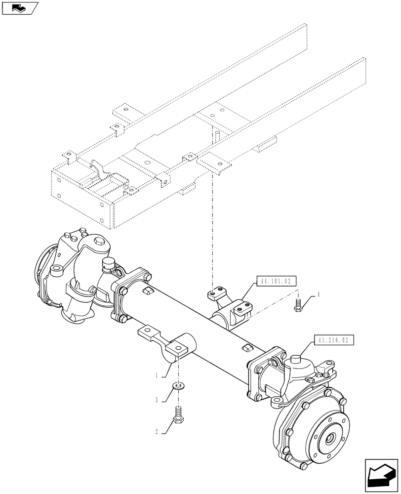 Схема запчастей Case IH FARMALL 35B - (44.101.01) - FRONT AXLE (44) - WHEELS