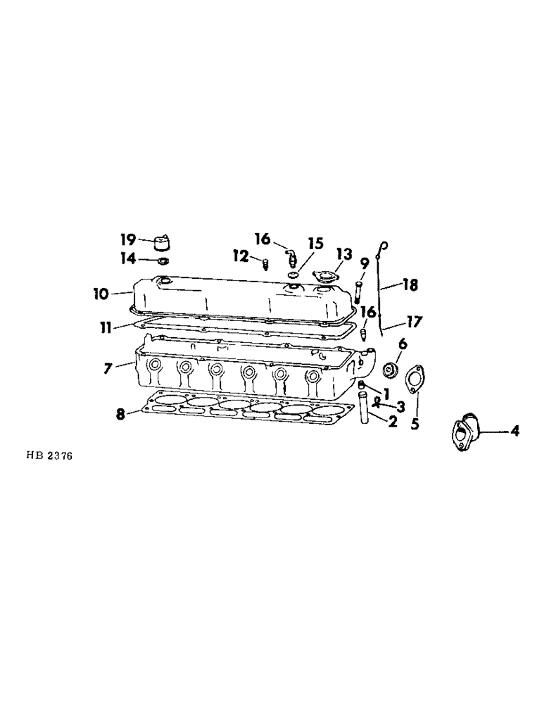 Схема запчастей Case IH 5000 - (12-17) - POWER, HB-225 GAS ENGINE CYLINDER HEAD AND COVER Power