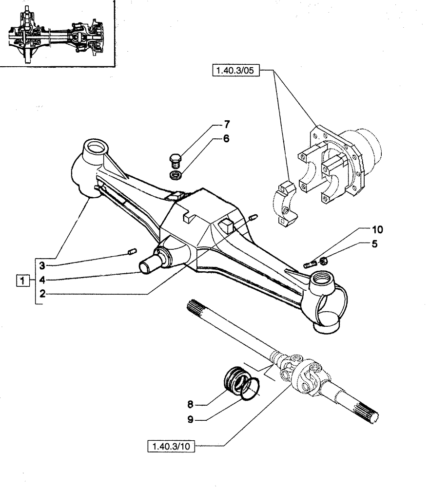 Схема запчастей Case IH JX80 - (1.40.3/01) - (VAR.539) FRONT AXLE BOX (04) - FRONT AXLE & STEERING