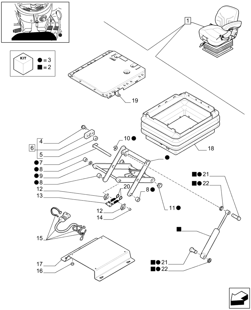 Схема запчастей Case IH MAXXUM 120 - (1.93.3/ N[04]) - DELUXE SEAT WITH MECHANICAL SUSPENSION, BELT AND SWITCH - BREAKDOWN - C7342 (10) - OPERATORS PLATFORM/CAB