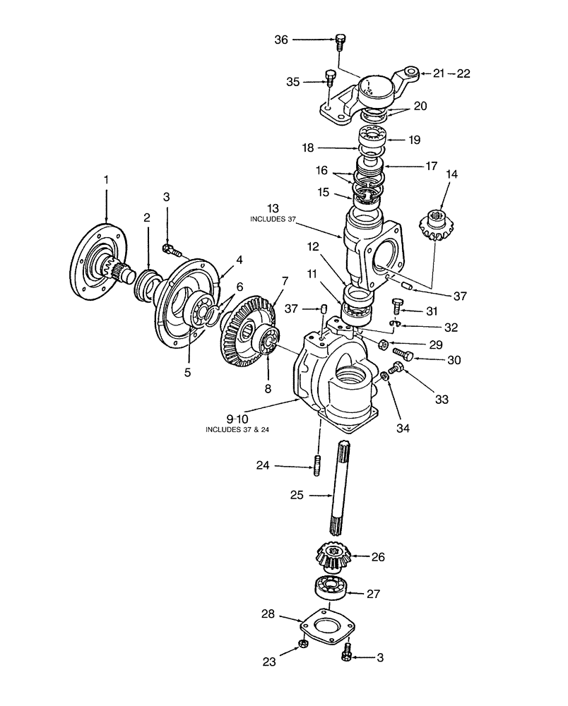 Схема запчастей Case IH D25 - (03D01) - FINAL REDUCTION GEARS, W/FWD (06) - FRONT AXLE & STEERING