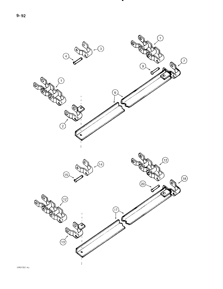 Схема запчастей Case IH 530 - (9-092) - APRON CHAIN, PINTLE TYPE, MODEL 530 ONLY (09) - CHASSIS/ATTACHMENTS