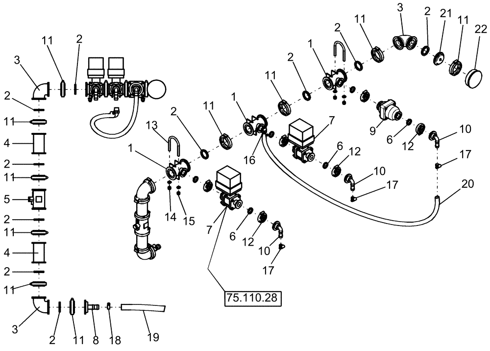 Схема запчастей Case IH 1250 - (75.110.23) - LIQUID FERTILIZER - PLUMBING AND CONTROL - 12 ROW AND 16 ROW (75) - SOIL PREPARATION