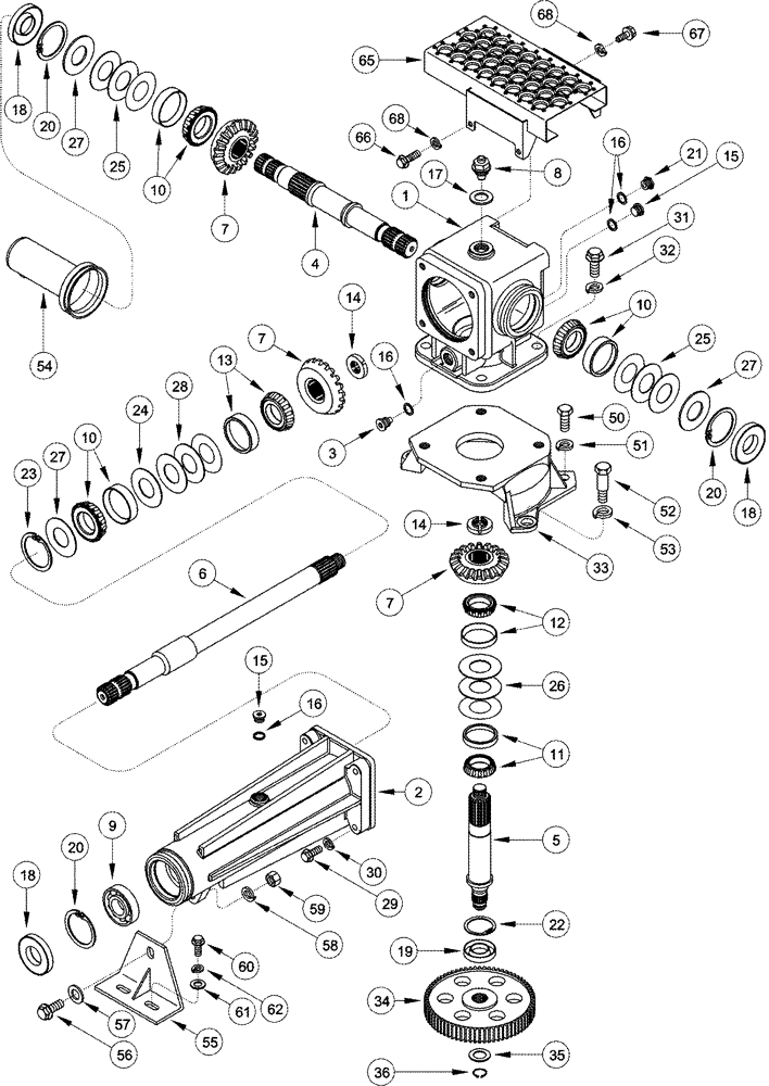 Схема запчастей Case IH 625 - (60.600.11) - GEARBOX - DRUM NUMBER 2, 6 ROW NARROW (60) - PRODUCT FEEDING