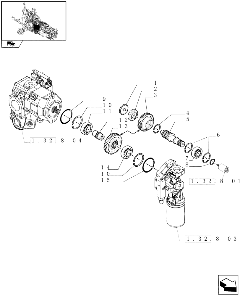 Схема запчастей Case IH PUMA 165 - (1.32.8[06]) - HYDRAULIC PUMP - DRIVING GEARS (03) - TRANSMISSION