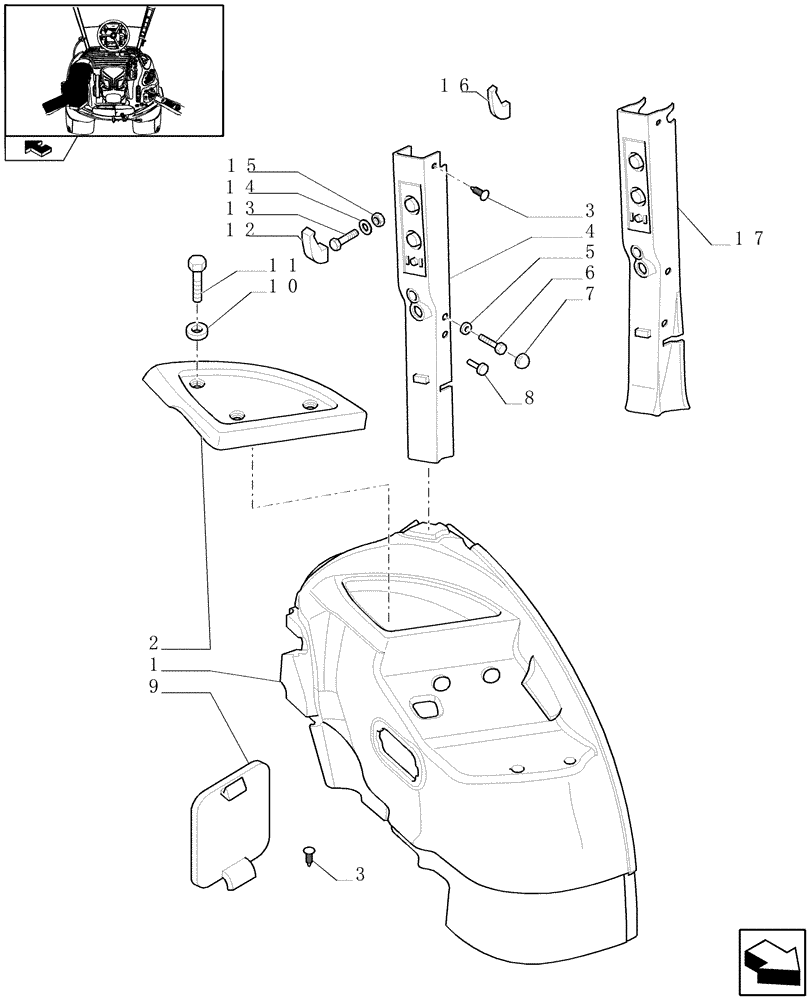 Схема запчастей Case IH PUMA 180 - (1.93.0[01]) - CONTROLS COVER - C6742 (10) - OPERATORS PLATFORM/CAB