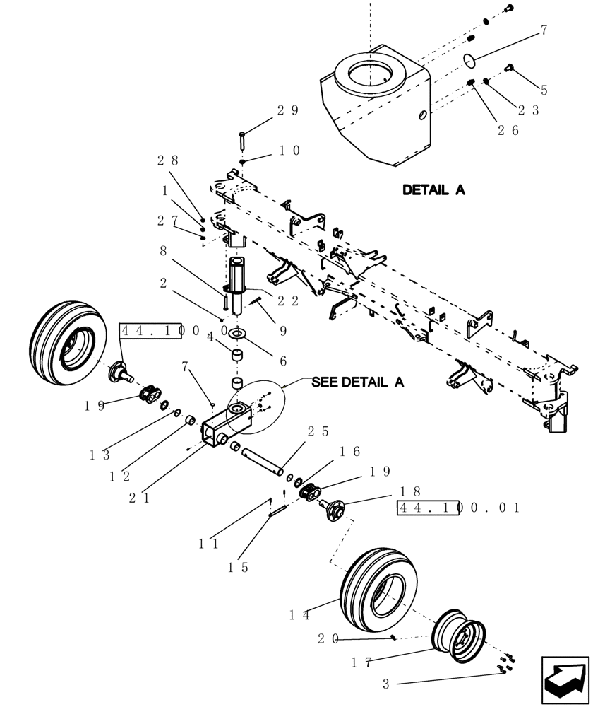 Схема запчастей Case IH 700 - (39.100.06) - BEAM, CENTER CASTER AND TIRES (39) - FRAMES AND BALLASTING