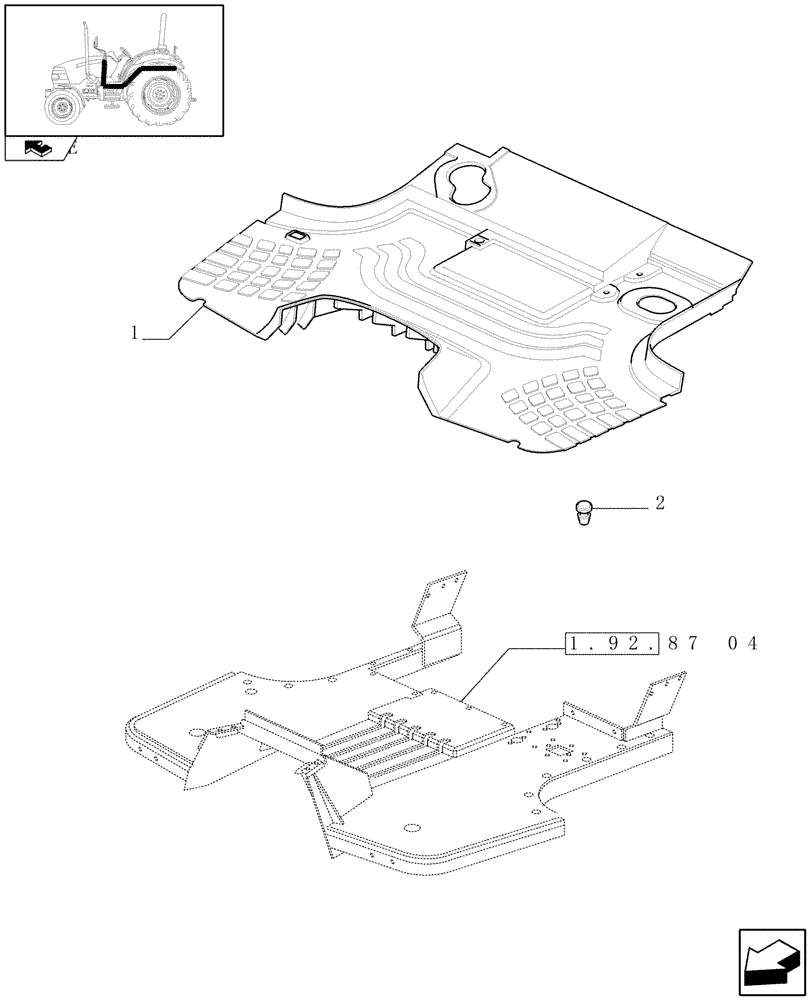 Схема запчастей Case IH FARMALL 70 - (1.92.87[06]) - MUDGUARDS AND FOOTBOARDS - L/CAB (10) - OPERATORS PLATFORM/CAB