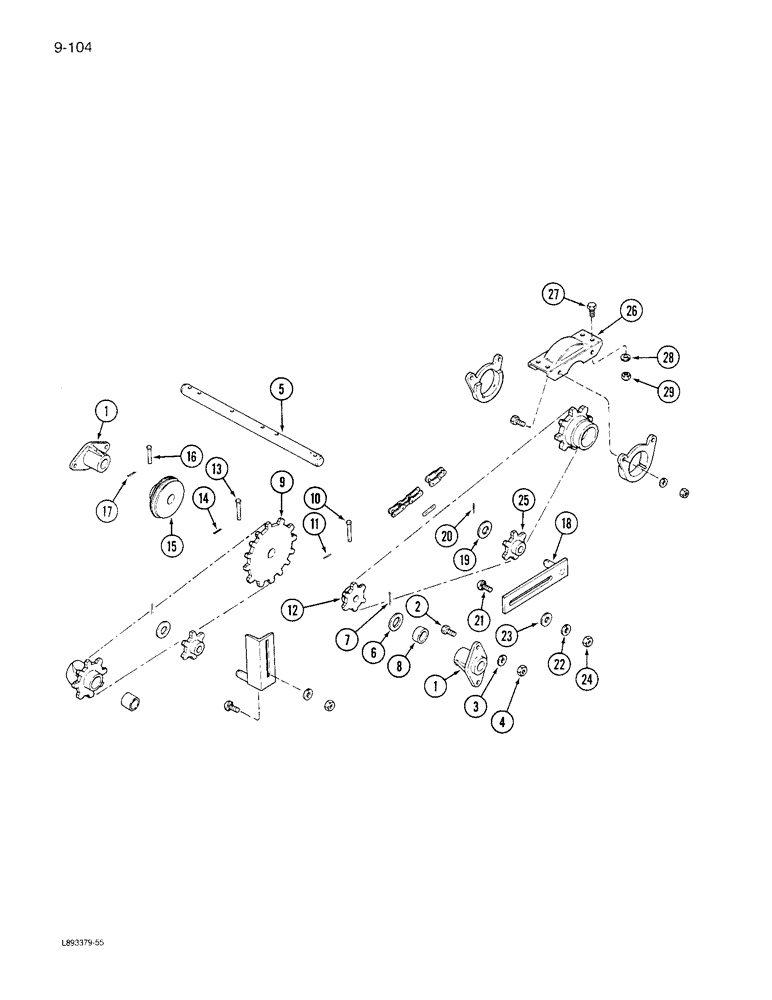 Схема запчастей Case IH 6300 - (9-104) - GRAIN DRIVE, CONTINUED (09) - CHASSIS/ATTACHMENTS