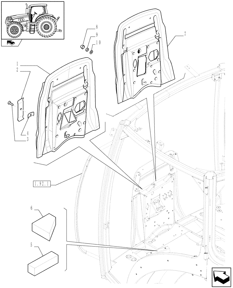 Схема запчастей Case IH MAXXUM 110 - (1.93.1) - SOUNDPROOFING (10) - OPERATORS PLATFORM/CAB