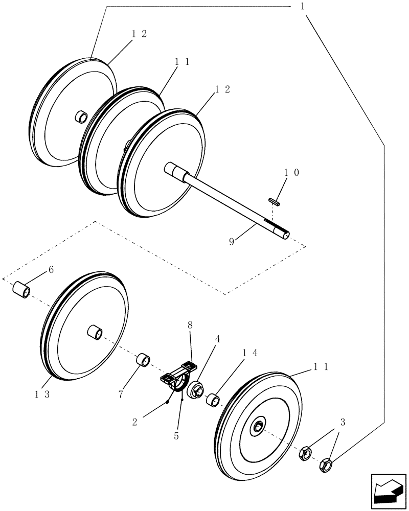 Схема запчастей Case IH 400 - (75.200.24) - PACKER GANG ASSY 10" SPACING, 5 STEEL WHEELS (75) - SOIL PREPARATION