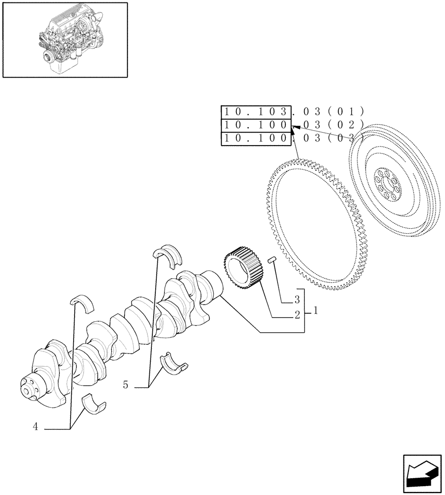 Схема запчастей Case IH 7010 - (10.103.01[02]) - CRANKSHAFT - 9010 (10) - ENGINE