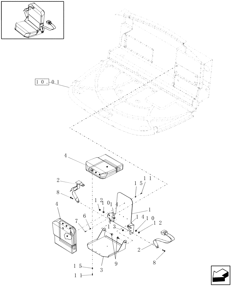 Схема запчастей Case IH WD1903 - (10.12) - INSTRUCTORS SEAT (10) - CAB