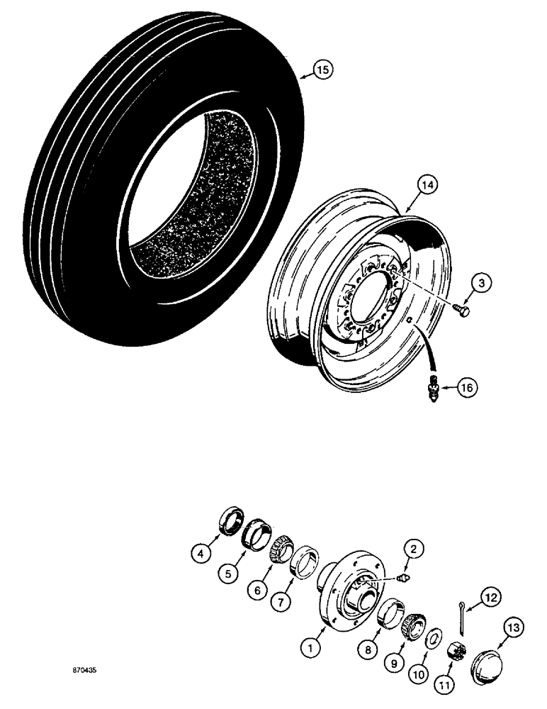 Схема запчастей Case IH 4900 - (9-12) - PRIMARY AND SECONDARY WING FRAME HUBS,, WHEELS, AND TIRES (09) - CHASSIS/ATTACHMENTS