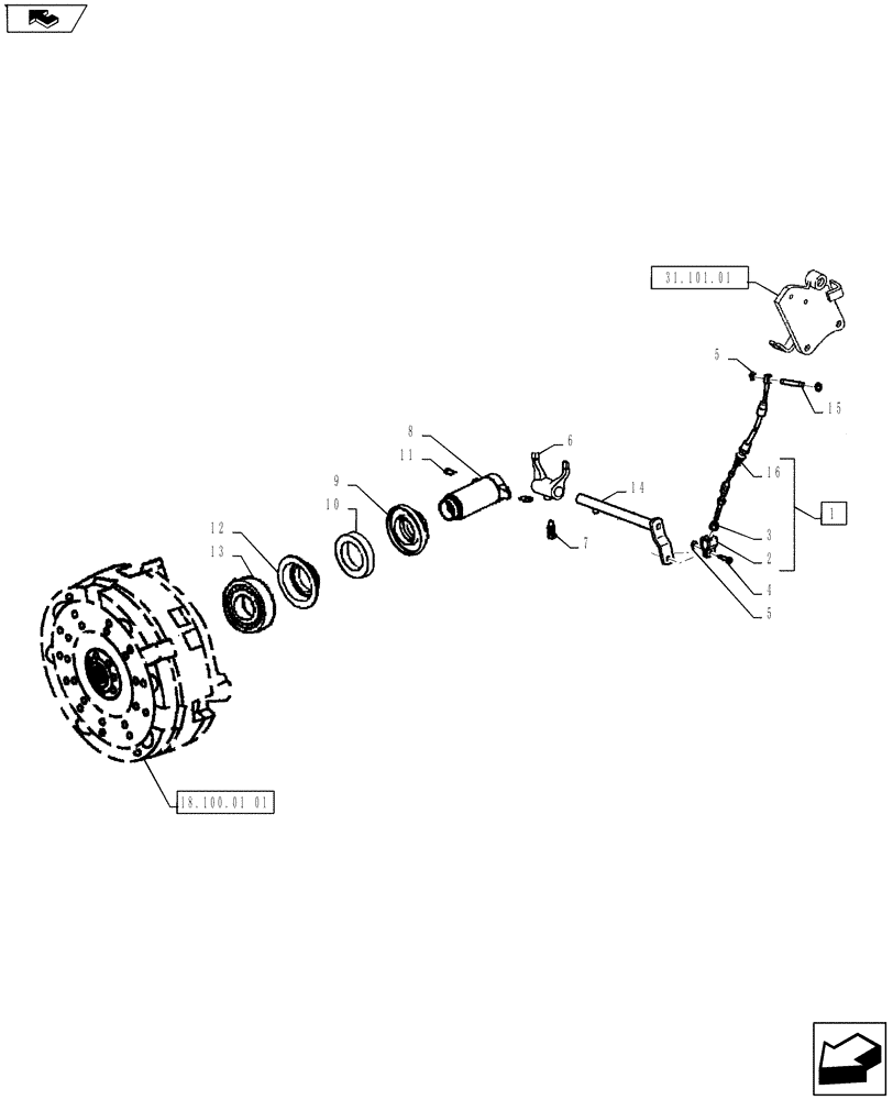 Схема запчастей Case IH FARMALL 75A - (31.110.01) - PTO CLUTCH LINKAGE (31) - IMPLEMENT POWER TAKE OFF