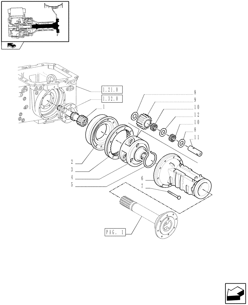 Схема запчастей Case IH FARMALL 95C - (1.48.1[04]) - FINAL DRIVE, GEARS AND SHAFTS (05) - REAR AXLE