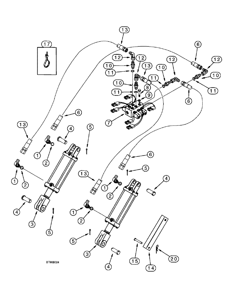 Схема запчастей Case IH 955 - (8-056) - CART WHEEL LIFT HYDRAULIC SYSTEM, 12 ROW NARROW - PARALLEL FRONT FOLD (08) - HYDRAULICS