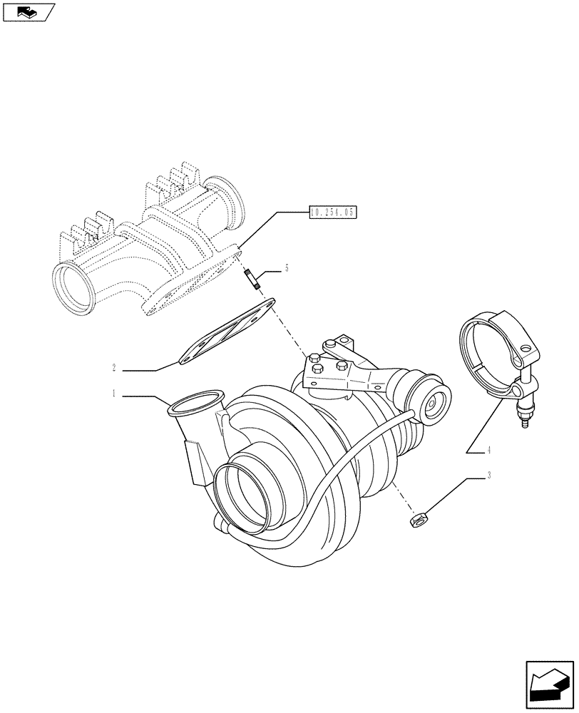 Схема запчастей Case IH 635 - (10.250.02) - TURBOCHARGER & RELATED PARTS (10) - ENGINE