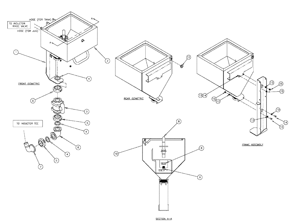 Схема запчастей Case IH SPX3200 - (11-011) - CHEMICAL INDUCTOR TANK GROUP W/LIQUID PLUMBING Options