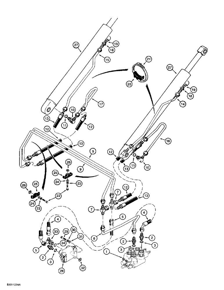 Схема запчастей Case IH 1838 - (8-04) - LOADER LIFT HYDRAULIC CIRCUIT USED ON MODELS W/ SELF-LEVELING (08) - HYDRAULICS