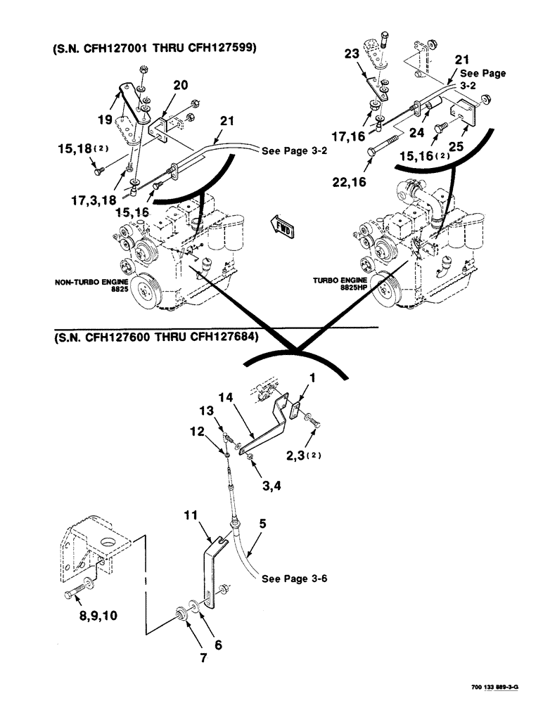 Схема запчастей Case IH 8825 - (02-04) - ENGINE THROTTLE LINKAGE ASSEMBLIES, S/N CFH127001 THRU CFH127599, S/N CFH127600 THRU CFH127684 (02) - ENGINE