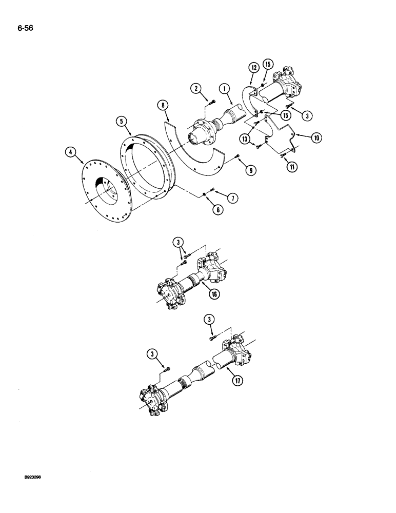 Схема запчастей Case IH 9260 - (6-056) - DRIVE SHAFT MOUNTING, 9260 TRACTOR (06) - POWER TRAIN