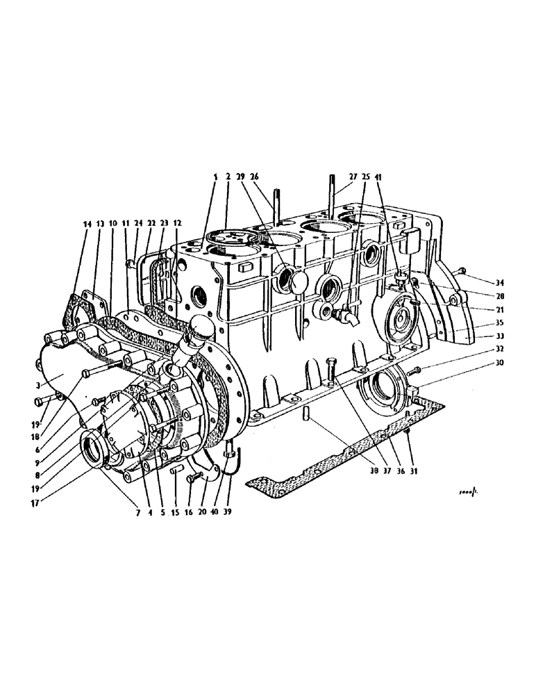 Схема запчастей Case IH 1200 - (004) - CYLINDER BLOCK AND COVERS (01) - ENGINE