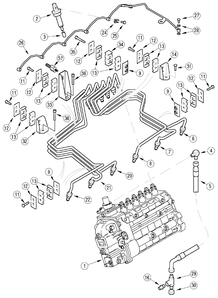 Схема запчастей Case IH MX150 - (03-01) - FUEL INJECTION SYSTEM (10) - ENGINE