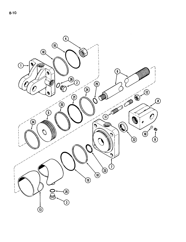 Схема запчастей Case IH 696 - (8-10) - DEPTH CONTROL HYDRAULIC CYLINDER 3-3/4 INCH BORE X 12 INCH STROKE (08) - HYDRAULICS