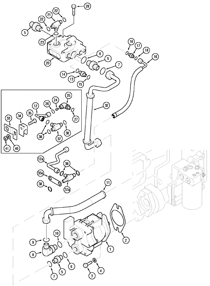 Схема запчастей Case IH MX150 - (08-05) - HYDRAULIC PUMP, OIL LINES AND FILTER (35) - HYDRAULIC SYSTEMS