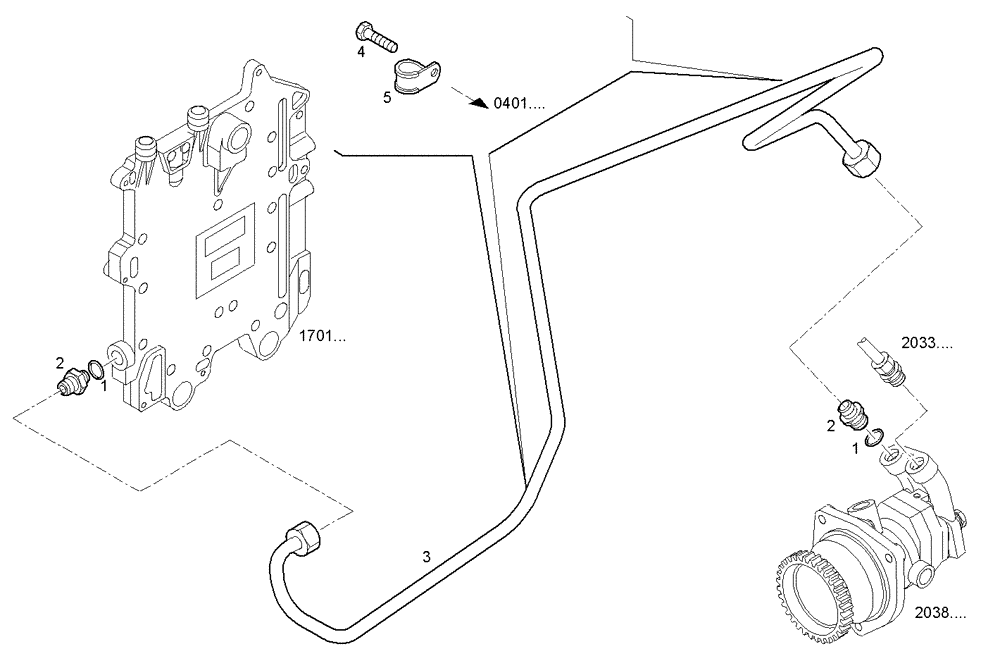 Схема запчастей Case IH F3BE0684E B003 - (2031.010) - FUEL LINES - INLET TO FUEL PUMP 