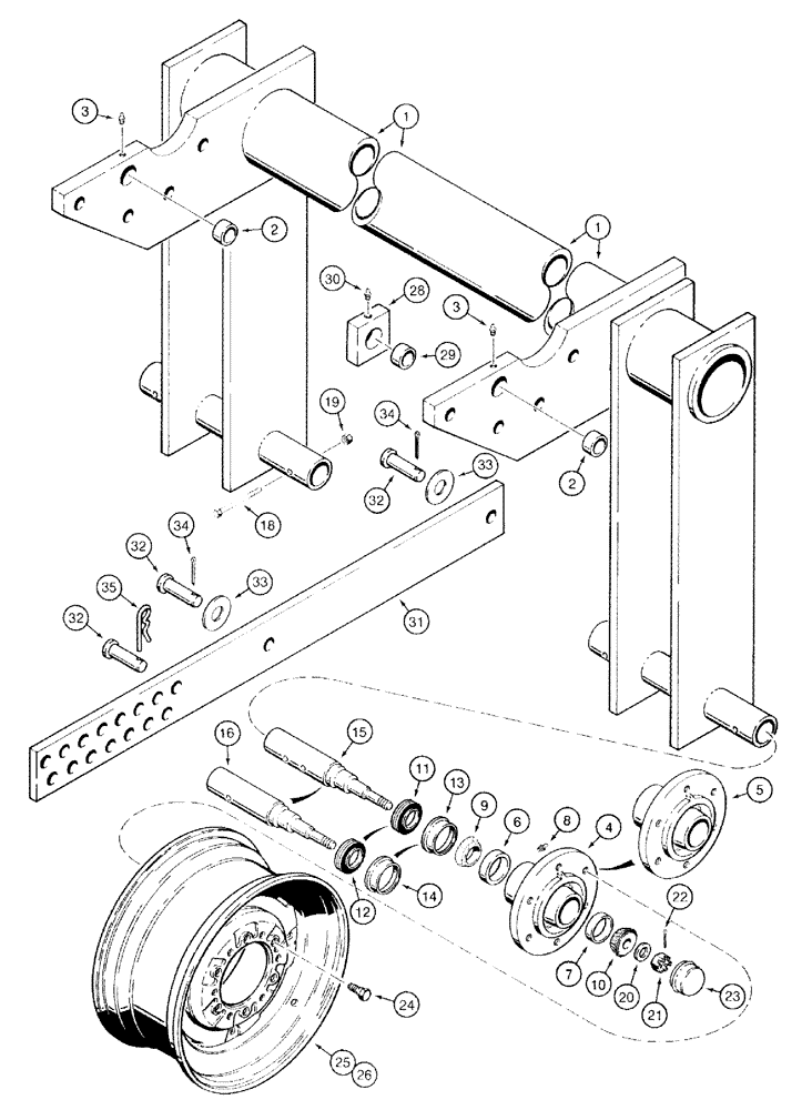 Схема запчастей Case IH 770 - (09-05) - TRANSPORT LIFT AXLE, USED WITH FOLDING FRAME, DISK HARROW CODED H AND J (09) - CHASSIS/ATTACHMENTS