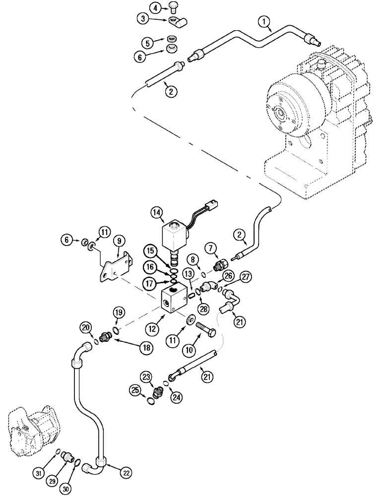 Схема запчастей Case IH MX150 - (08-26) - HYDRAULIC PIPING - FRONT P.T.O. (35) - HYDRAULIC SYSTEMS