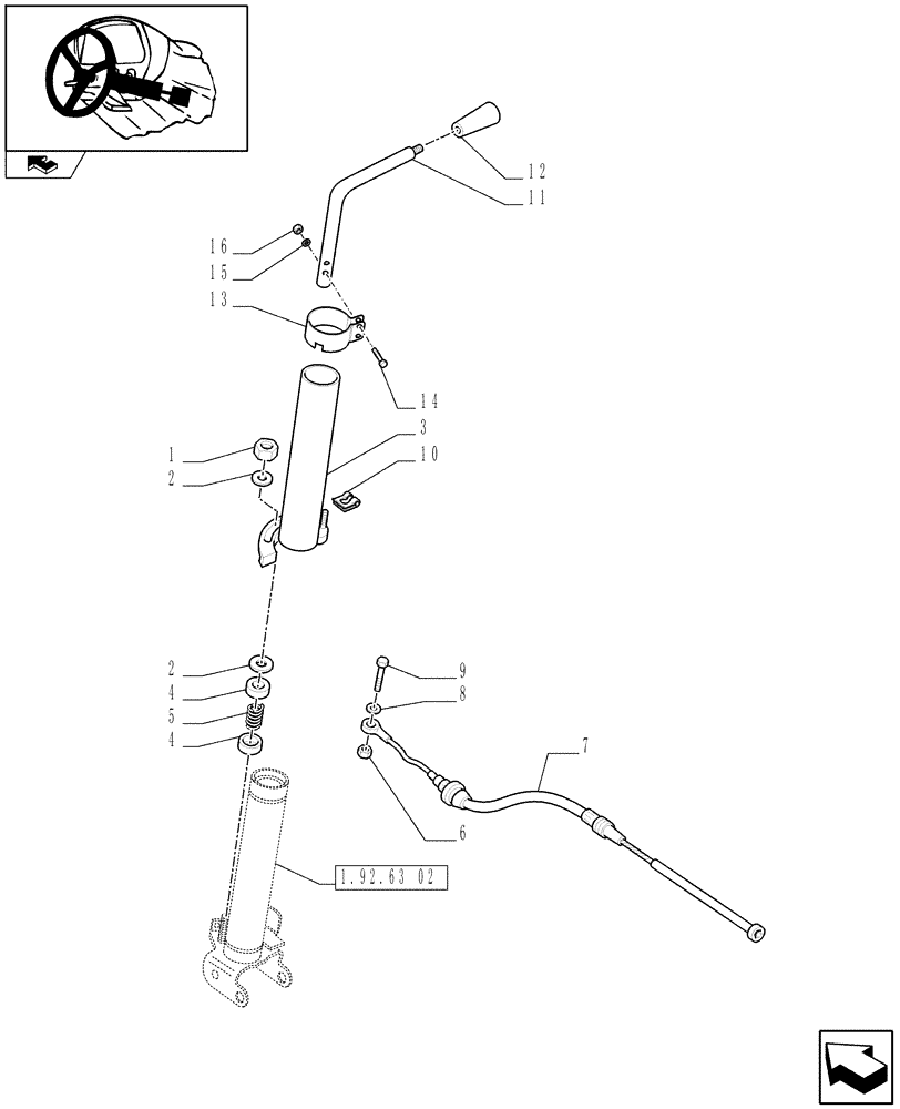 Схема запчастей Case IH FARMALL 95 - (1.92.10/01[01]) - POWER SHUTTLE E SERVO PTO FOR DIFF. LOCK - THROTTLE CONTROL LINKAGE (VAR.330120-331120) (10) - OPERATORS PLATFORM/CAB