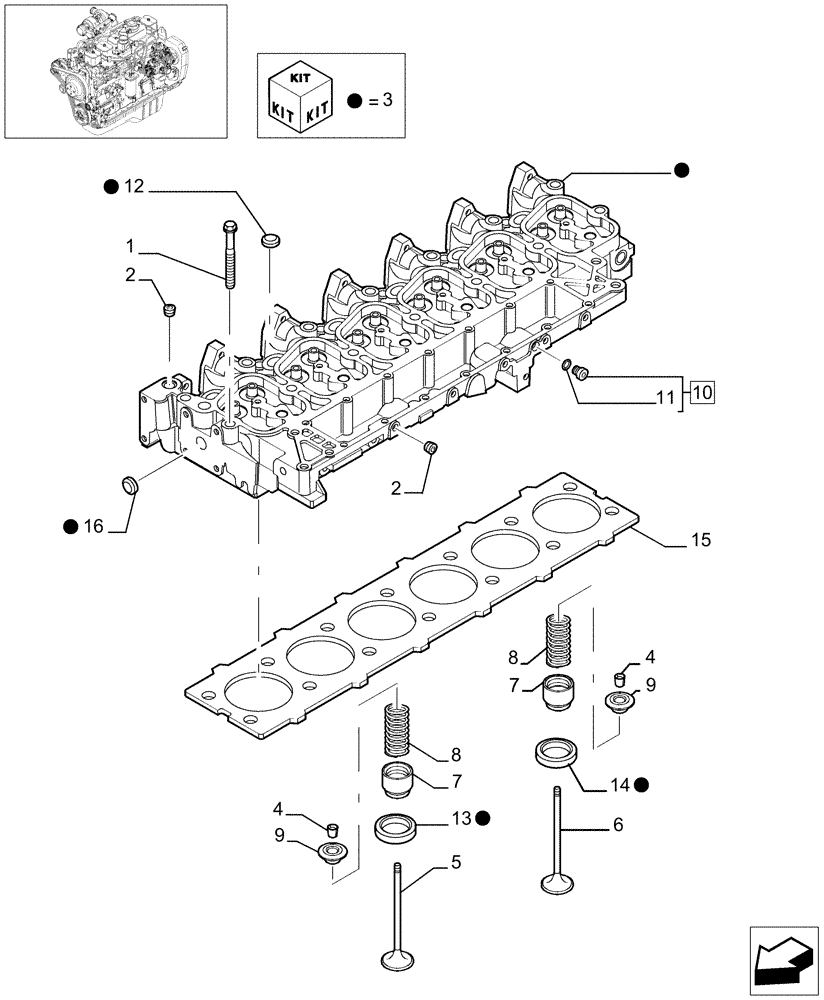 Схема запчастей Case IH F4GE9684B J601 - (0.06.0[01]) - CYLINDER HEAD (504085719) 