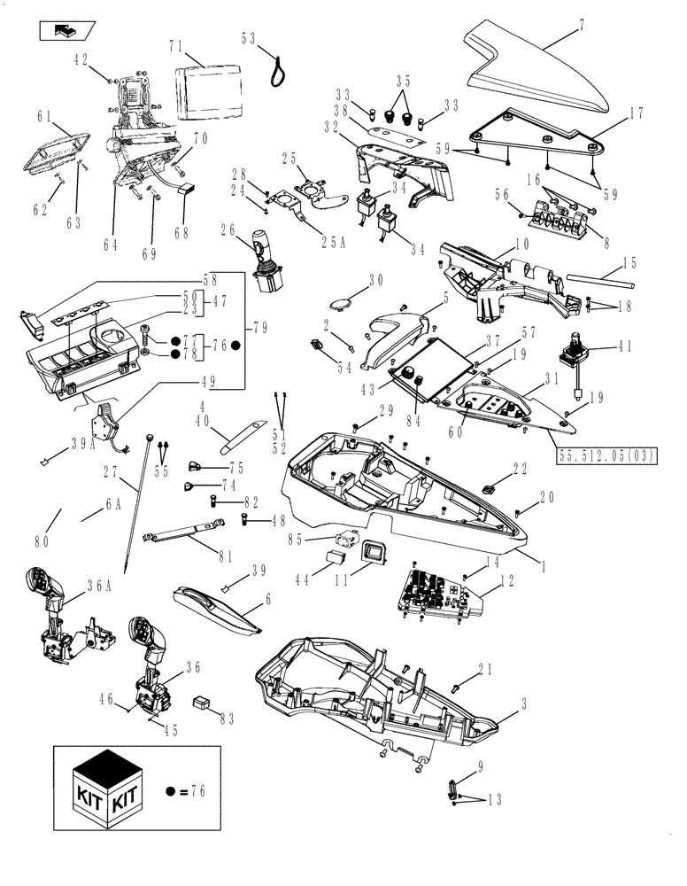 Схема запчастей Case IH MAGNUM 190 - (55.512.05[01]) - ARMREST CONTROL UNIT (55) - ELECTRICAL SYSTEMS