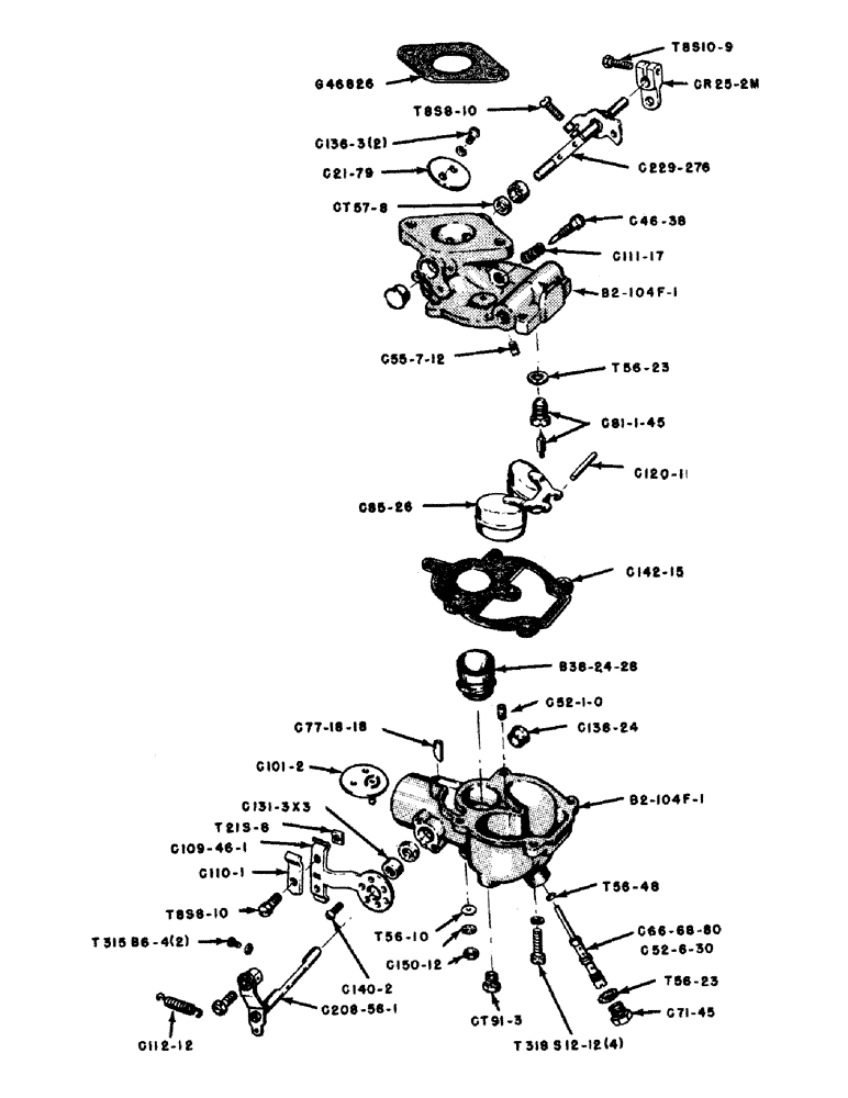 Схема запчастей Case IH 600B-SERIES - (024) - G45719 CARBURETOR, 500B AND 600B SERIES TRACTORS, ZENITH MODEL 62AJ10, OUTLINE NO. 12255 (03) - FUEL SYSTEM