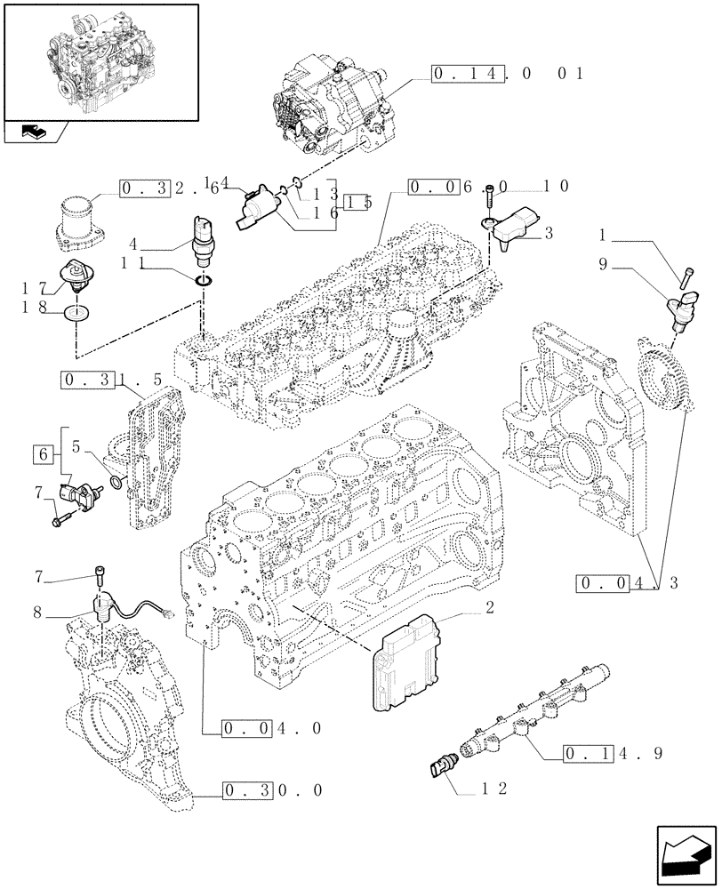 Схема запчастей Case IH PUMA 195 - (1.75.0[01]) - ELECTRONIC ENGINE SENSORS, SWITCHES AND CONTROL UNIT (06) - ELECTRICAL SYSTEMS