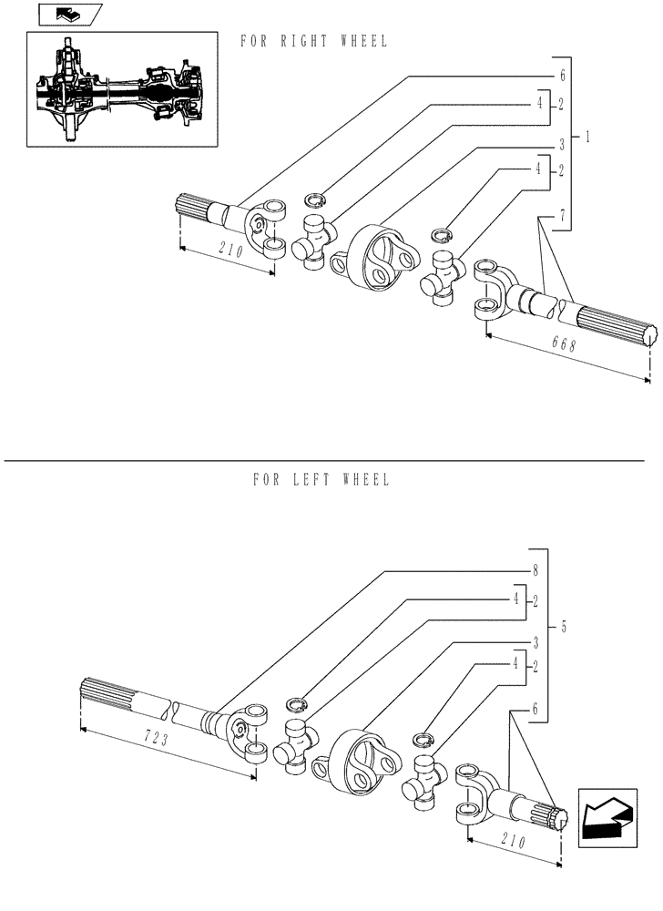 Схема запчастей Case IH MAGNUM 190 - (25.108.07) - FRONT AXLE DRIVE SHAFT, MFD, CLASS 4 AXLE (25) - FRONT AXLE SYSTEM