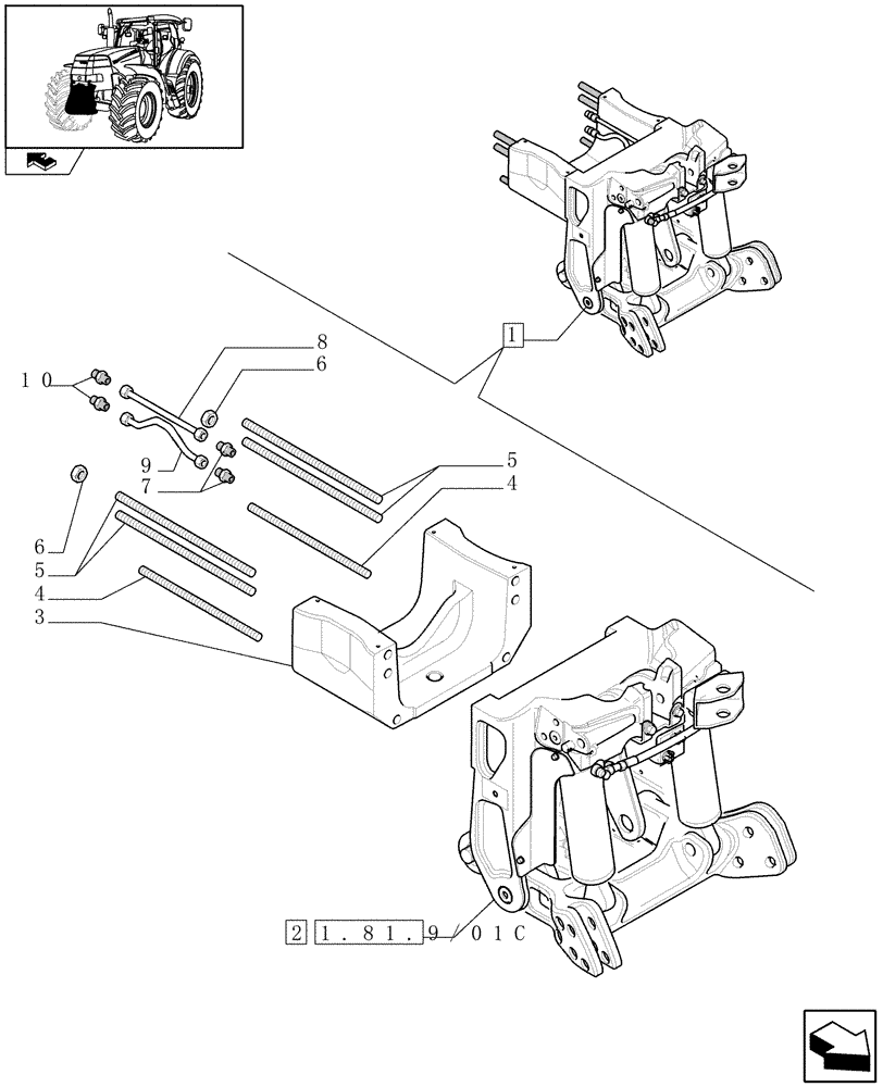 Схема запчастей Case IH PUMA 210 - (1.81.9/01B) - FRONT HPL - BREAKDOWN (07) - HYDRAULIC SYSTEM