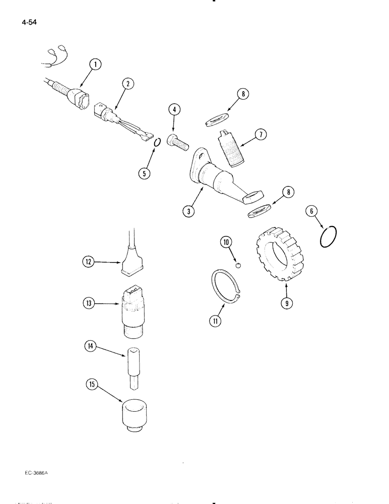 Схема запчастей Case IH 595 - (4-54) - SPEED SENSORS, TRACTOR WITH CAB (04) - ELECTRICAL SYSTEMS