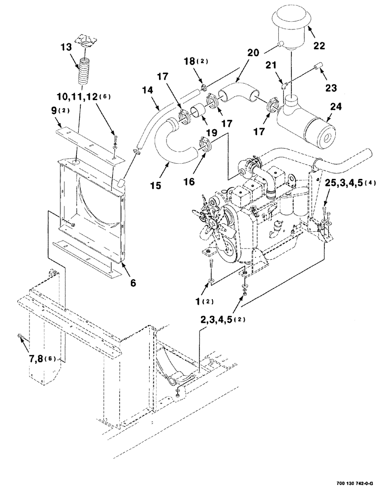 Схема запчастей Case IH 8840 - (03-002) - AIR BREATHER AND EXHAUST ASSEMBLY (10) - ENGINE