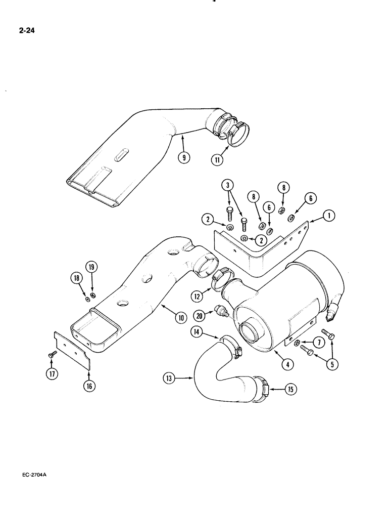 Схема запчастей Case IH 885 - (2-024) - AIR CLEANER AND CONNECTIONS (02) - ENGINE