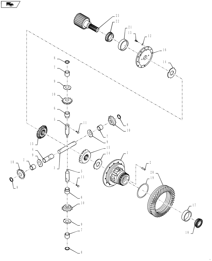 Схема запчастей Case IH QUADTRAC 600 - (27.100.23) - 600 SERIES AXLE - DIFFERENTIAL, WITHOUT DIFFERENTIAL LOCK - STEIGER 550HD & 600, QUADTRAC 550 & 600 (27) - REAR AXLE SYSTEM