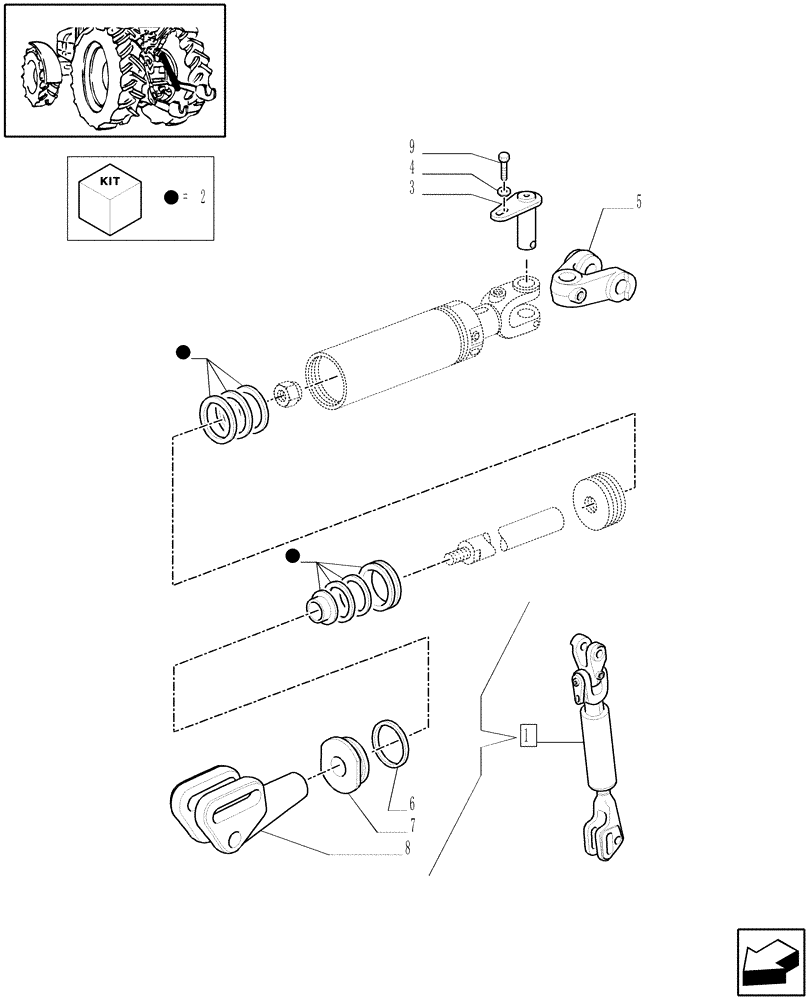 Схема запчастей Case IH MXM120 - (1.89.6/09E[01A]) - (VAR.900) HYDR. ADJUST. OF RIGHT TIE-ROD AND 3 POINT LINK FOR CLOSED CCLS CENTRE - TIE-ROD - D5165 (09) - IMPLEMENT LIFT