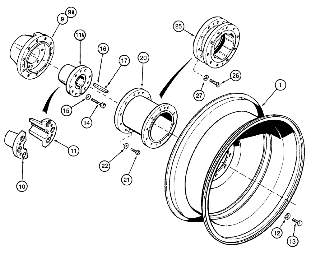 Схема запчастей Case IH 7230 - (6-096) - STEEL DUAL WHEELS, 38, 42 AND 46 INCH RIMS (06) - POWER TRAIN